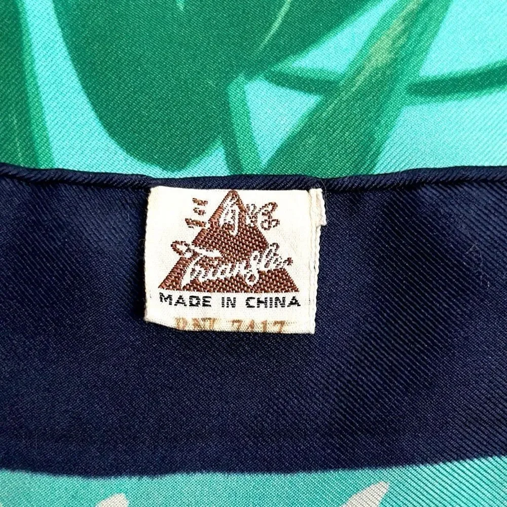 NWOT Silk Triangle Brand Scarf Panda Print Hand Rolled and Printed 29” Square